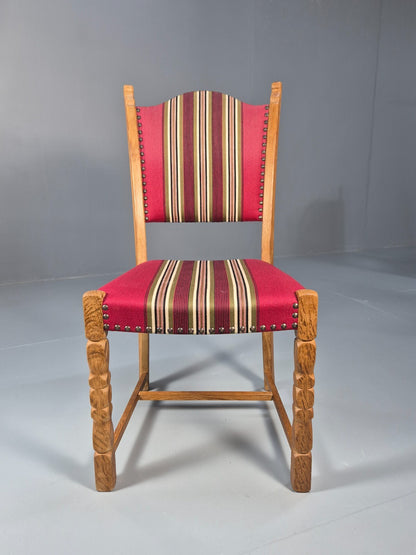 6 Vintage Kjaernulf Style Dining Chairs Oak Red Wool 1970s Retro EB9535 MDIN - UKDK FURNITURE