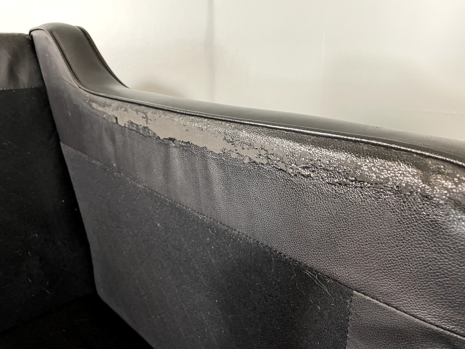 Three Seater Leather Sofa Black Vintage Danish Mogensen MCM Retro EB5864 M3SS12