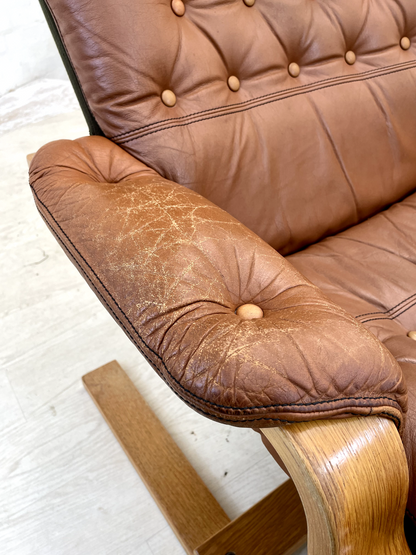 Vintage Danish Leather Lounge Chair, Bentwood Frame, Retro, MCM EB4391 MBEN - UKDK FURNITURE