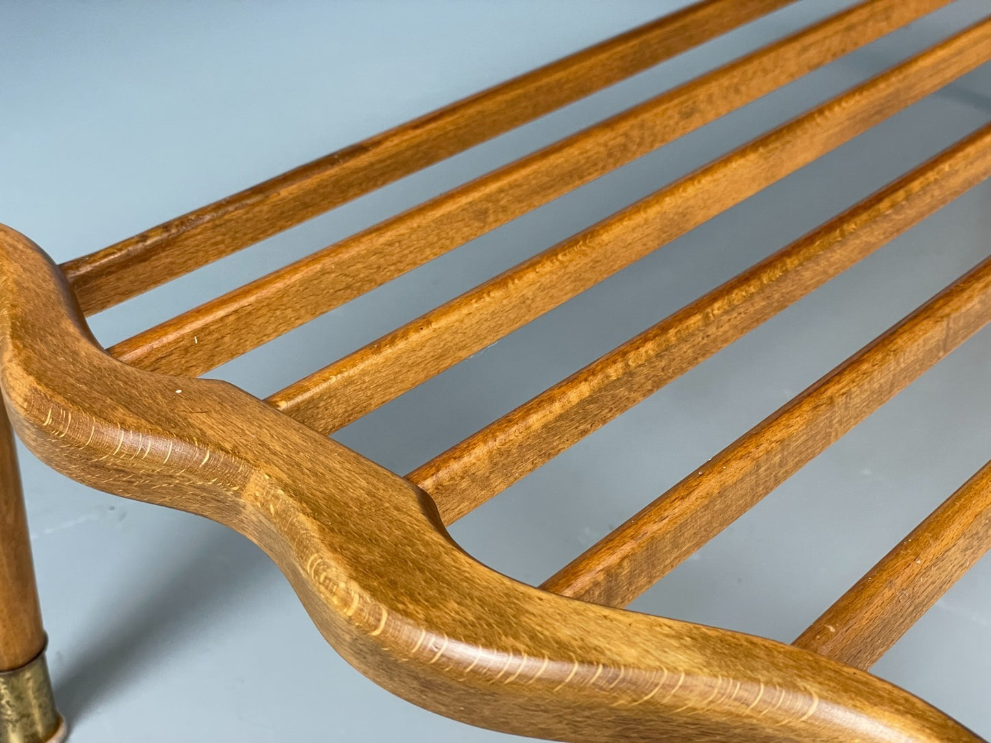 Vintage Walnut Coffee Table - Carved 1960s Magazine Rack Brass EB10874 MWOO14