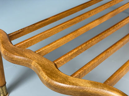 Vintage Walnut Coffee Table - Carved 1960s Magazine Rack Brass EB10874 MWOO14