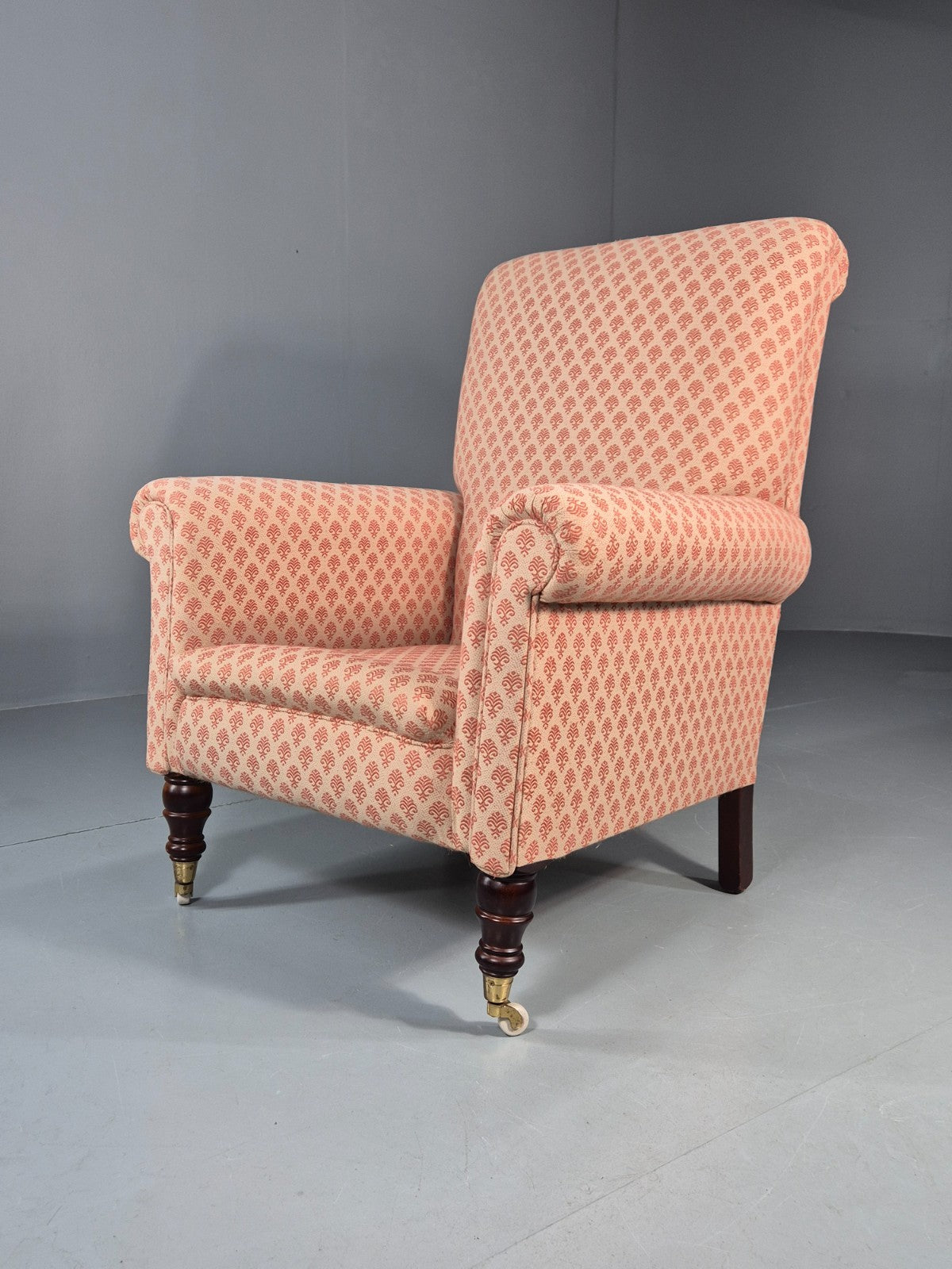 Antique Lounge Chair Edwardian Howard and Sons Style Rolled Back EB11218 VCLO0