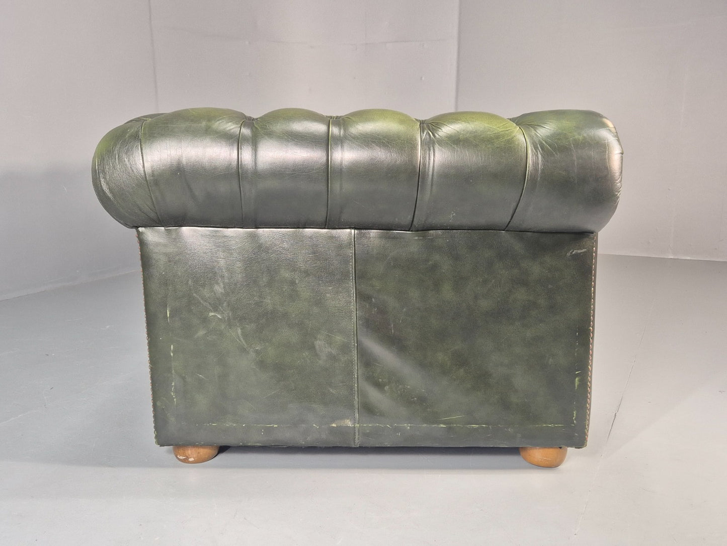 3 Seater Chesterfield Sofa Green Leather Studded Vintage EB11024 VCHE17