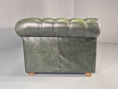 3 Seater Chesterfield Sofa Green Leather Studded Vintage EB11024 VCHE17