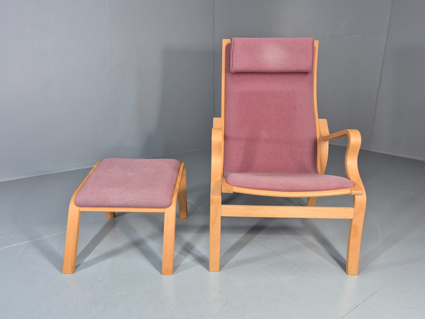 Vintage Danish Bentwood Chair and Footstool Ostergaard Style Retro EB11297 MBEN2