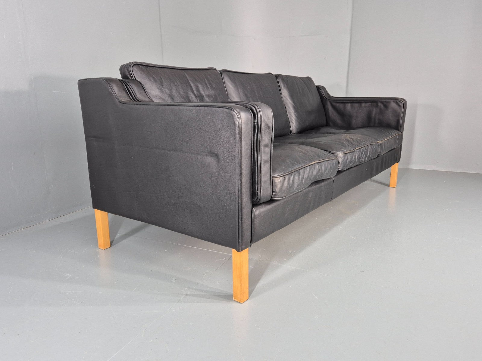 Vintage Danish 3 Seat Sofa Black Leather Mid Century Retro  EB10470 M3SS14