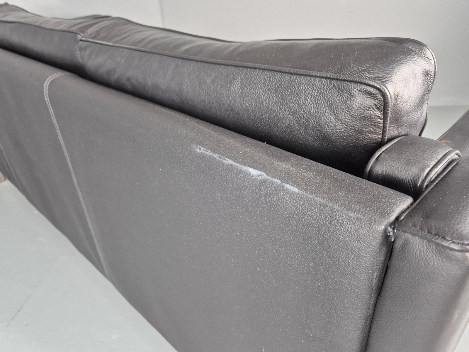 Vintage 3 Seat Sofa Danish Black Leather Mid Century Retro 1980s EB10463 M3SS15