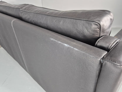 Vintage 3 Seat Sofa Danish Black Leather Mid Century Retro 1980s EB10463 M3SS15