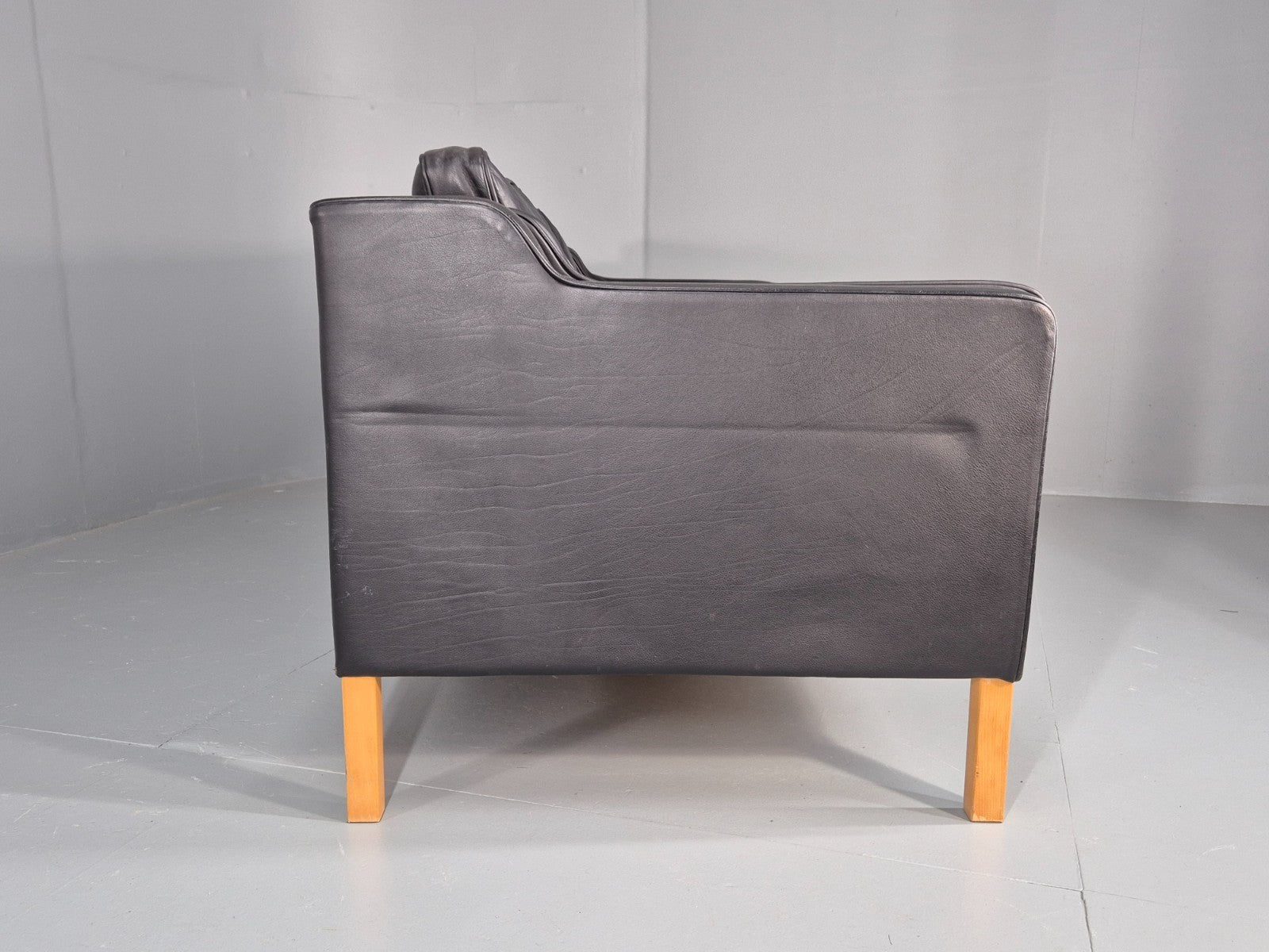 Vintage Danish 3 Seat Sofa Black Leather Mid Century Retro  EB10470 M3SS16