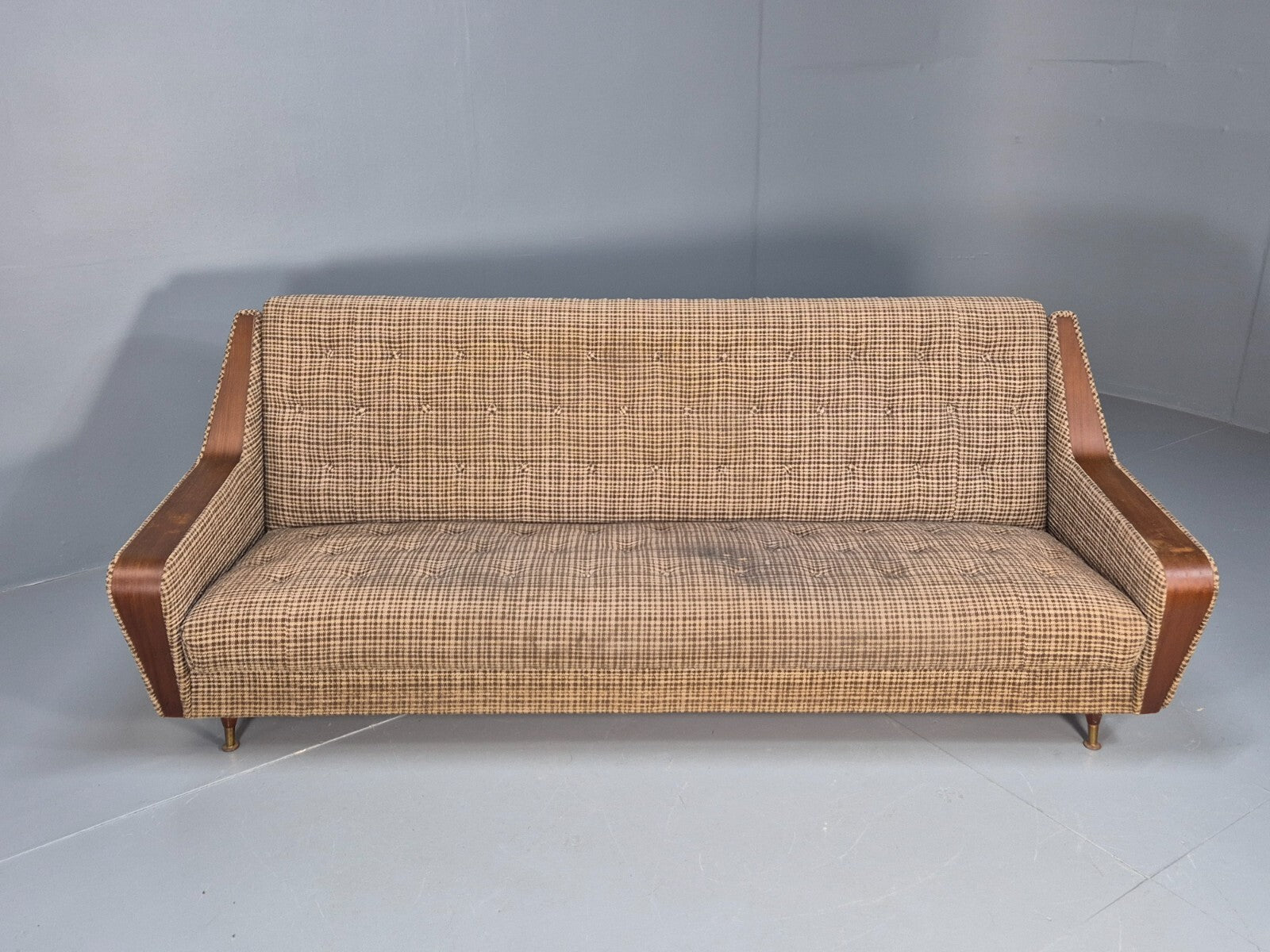Vintage Mid Century Sofa Bed Teak Details to Arm 1960s Retro MCM EB9404 M4SS - UKDK FURNITURE