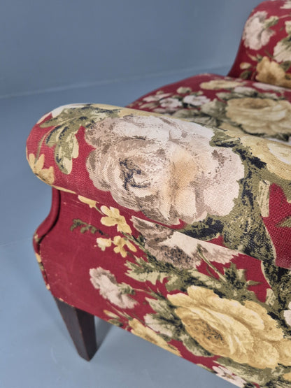 Vintage Danish Lounge Chair Wingback Floral Cotton Print 1950s Retro EB9540 MNOR - UKDK FURNITURE