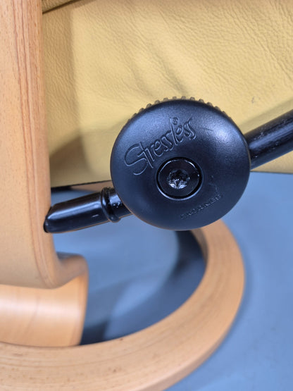 Stressless Swivel Recliner Chair  Ekornes Yellow Leather 1990s EB11574 MWOO8