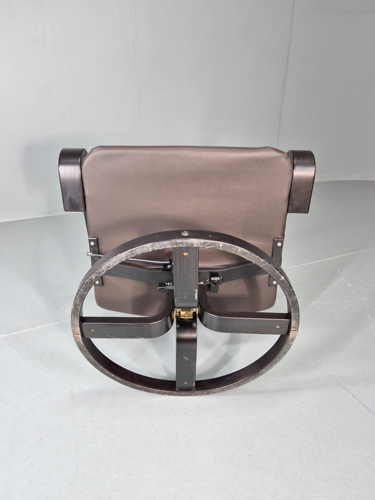 Swivel and Rock Bentwood Chair Danish Leather Vinyl  1980s Vintage EB11414 MBEN13