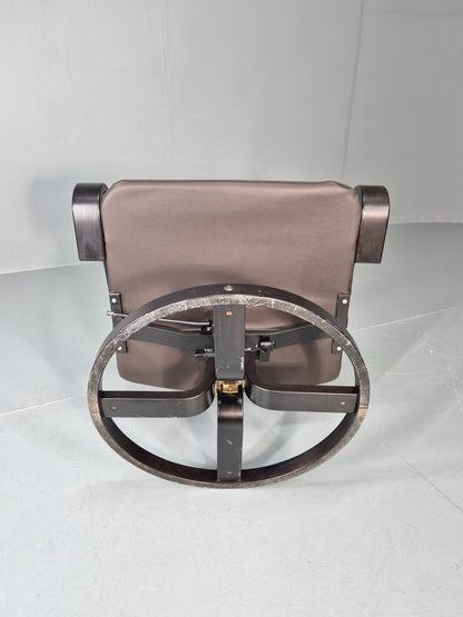 Swivel and Rock Bentwood Chair Danish Leather Vinyl  1980s Vintage EB11414 MBEN13