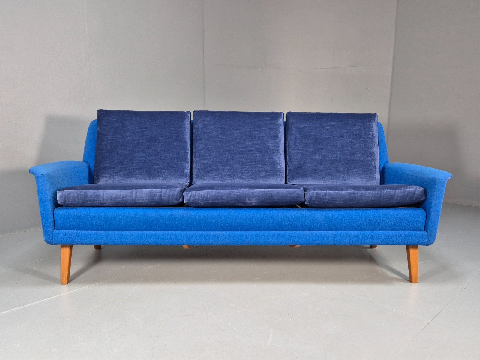 Vintage Folke Ohlsen 3 Seat Sofa Blue New Cushions 1960s Dux Sweden EB9363 M3SS - UKDK FURNITURE