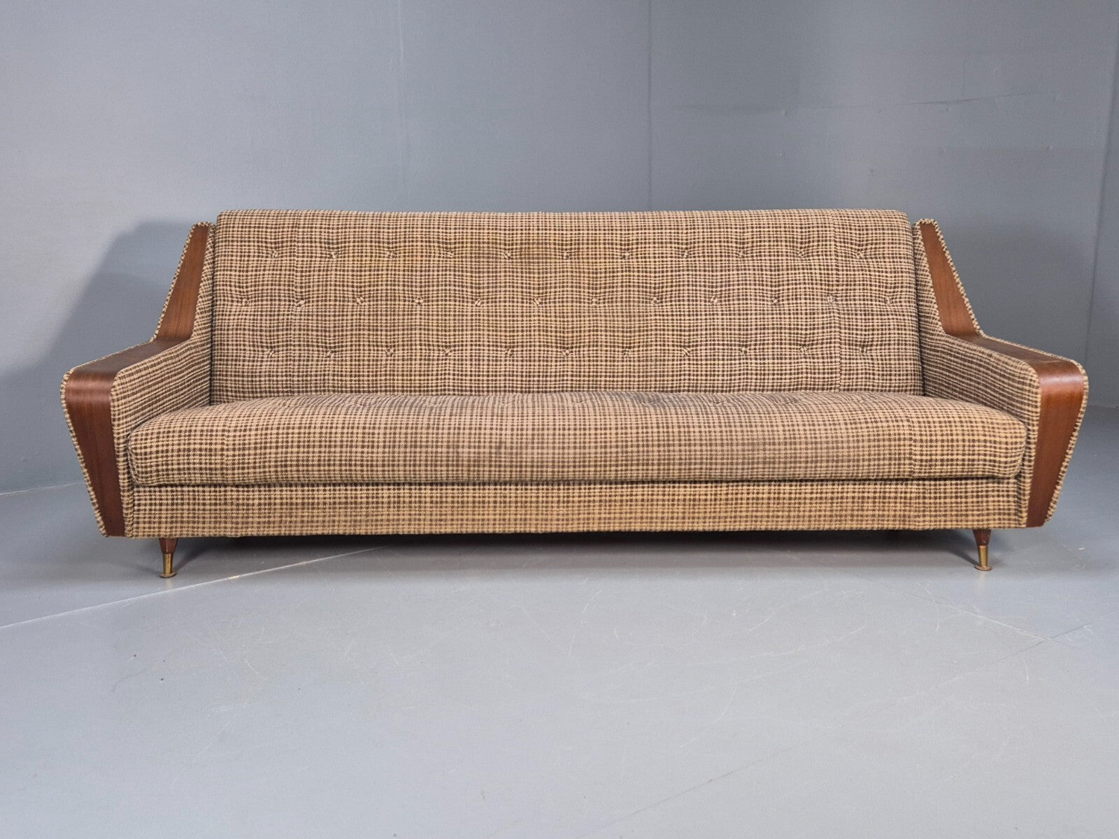 Vintage Mid Century Sofa Bed Teak Details to Arm 1960s Retro MCM EB9404 M4SS - UKDK FURNITURE