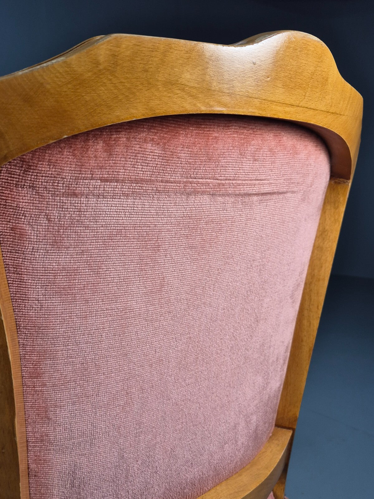 Vintage French Rococo Armchair Pink Velour Danish Repro 1970s EB9627 VCAR - UKDK FURNITURE