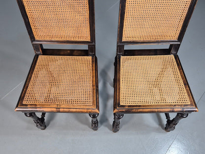 2 Vintage Dining Chairs Bergere Ebonised Aesthetic Movement Antique EB7975 VBER - UKDK FURNITURE