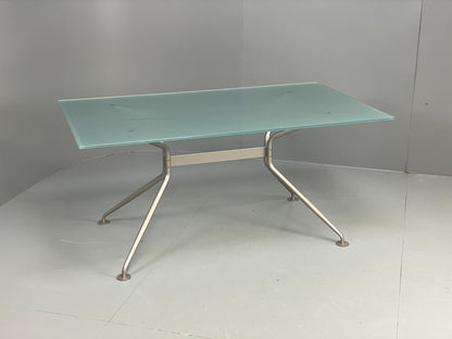 Italian Glass Dining Table Calligaris 'Play' Modern Steel Frame EB11542 MWOO0