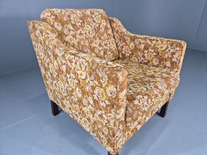 Vintage Danish 1970s Lounge Chair Floral Upholstery Mid Century EB11922 MNOR17