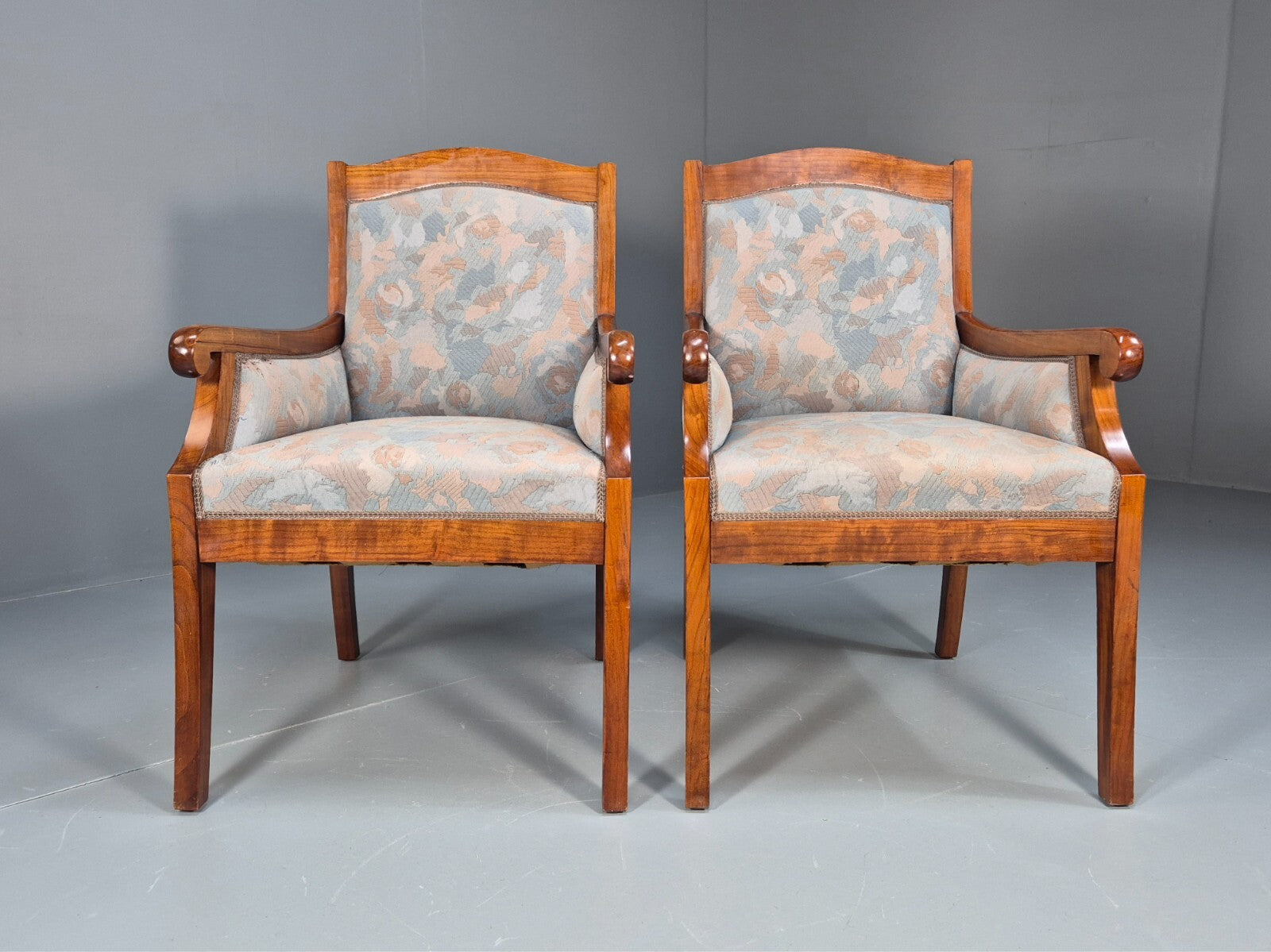 2 Vintage Danish Empire Lounge Chairs Blue Ash Frame 1920s EB9644 VCLO - UKDK FURNITURE