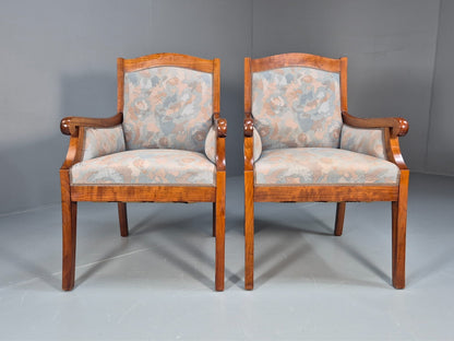 2 Vintage Danish Empire Lounge Chairs Blue Ash Frame 1920s EB9644 VCLO - UKDK FURNITURE