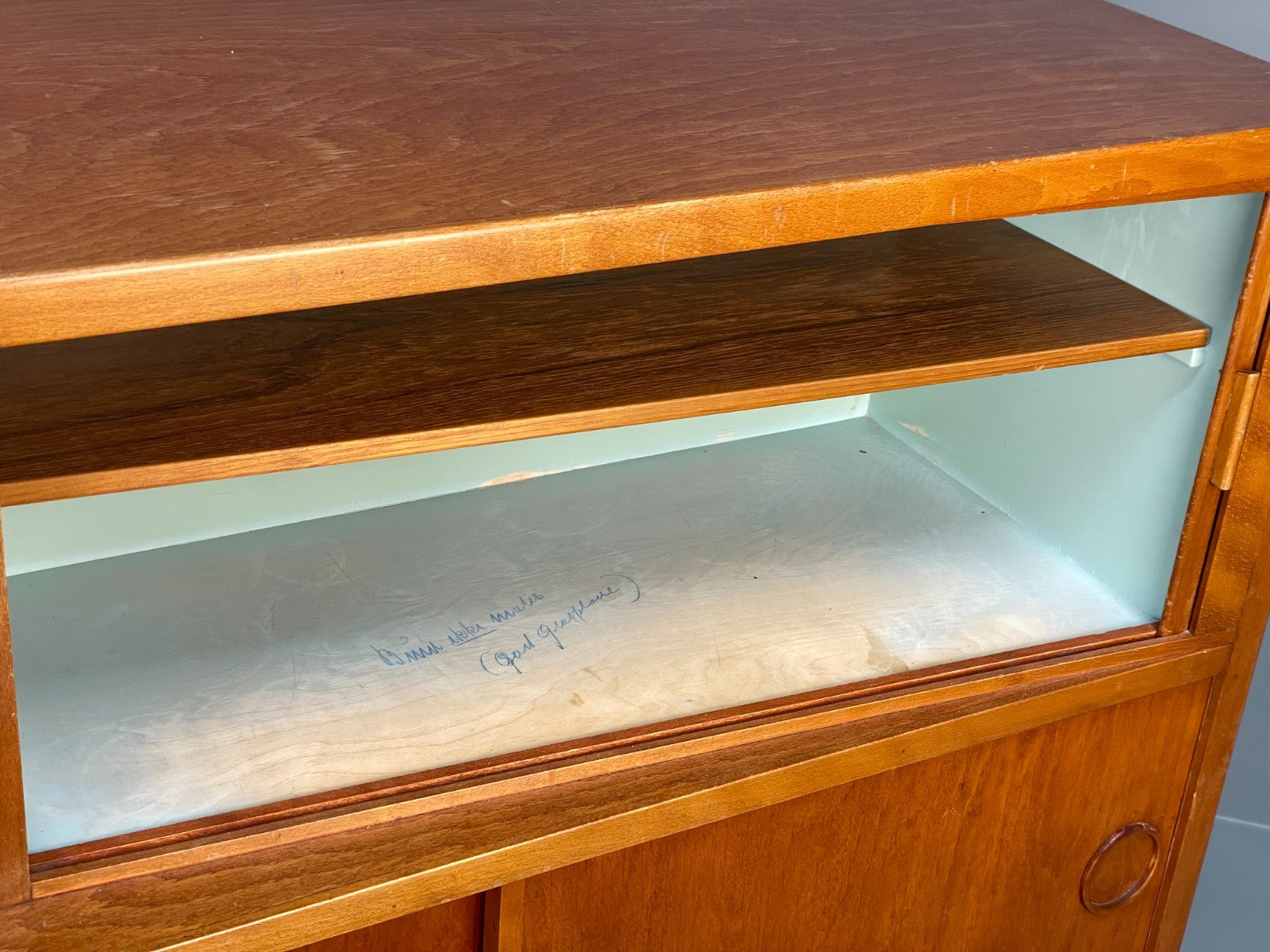 Vintage Danish 1950s Highboard Tambour Front  Cherry Wood Shelving EB10869 MWOO10