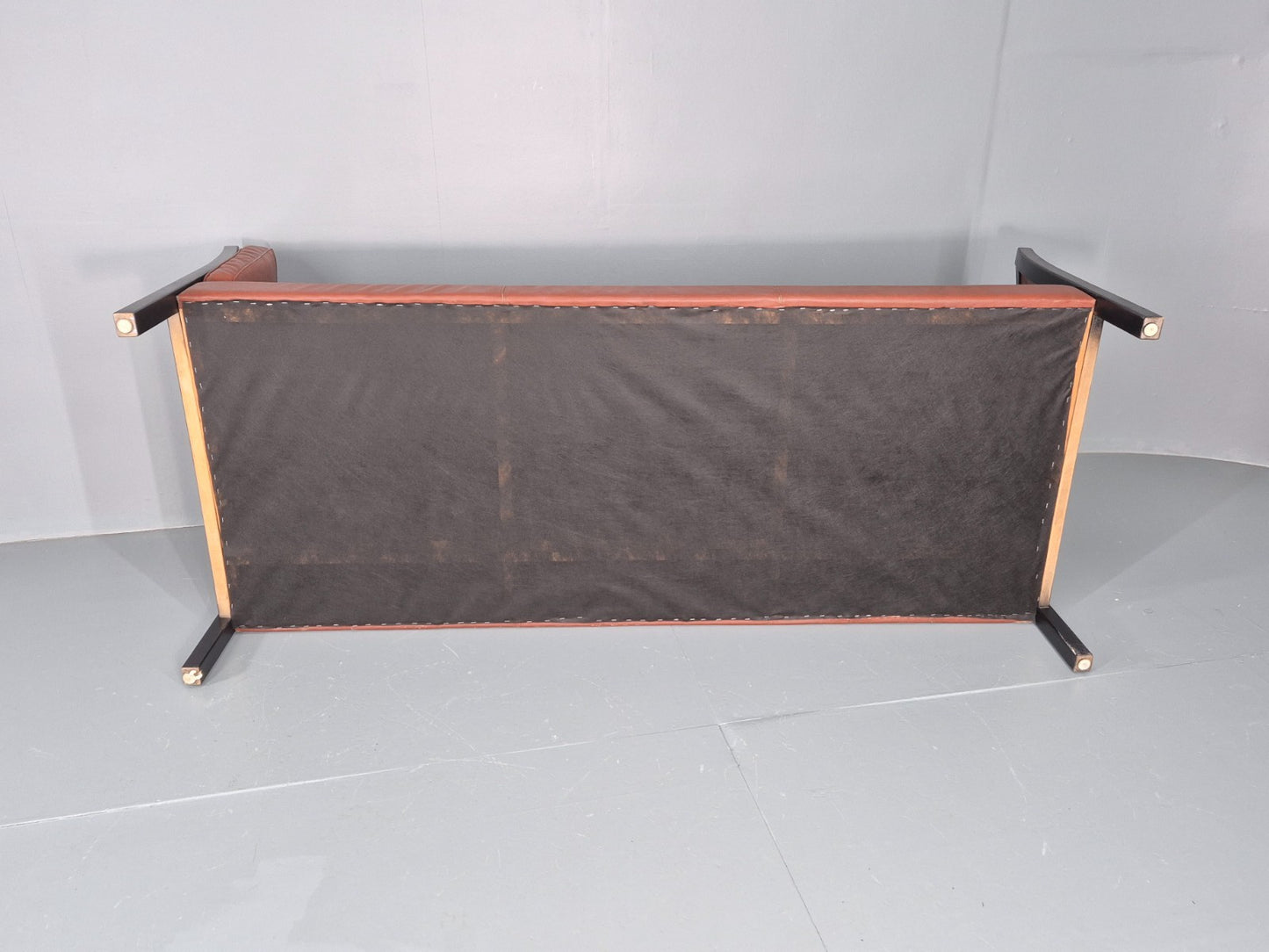 Vintage 3 Seat Sofa Reddy Brown Leather Stouby Denmark 1980s Retro EB10538 M3SS10