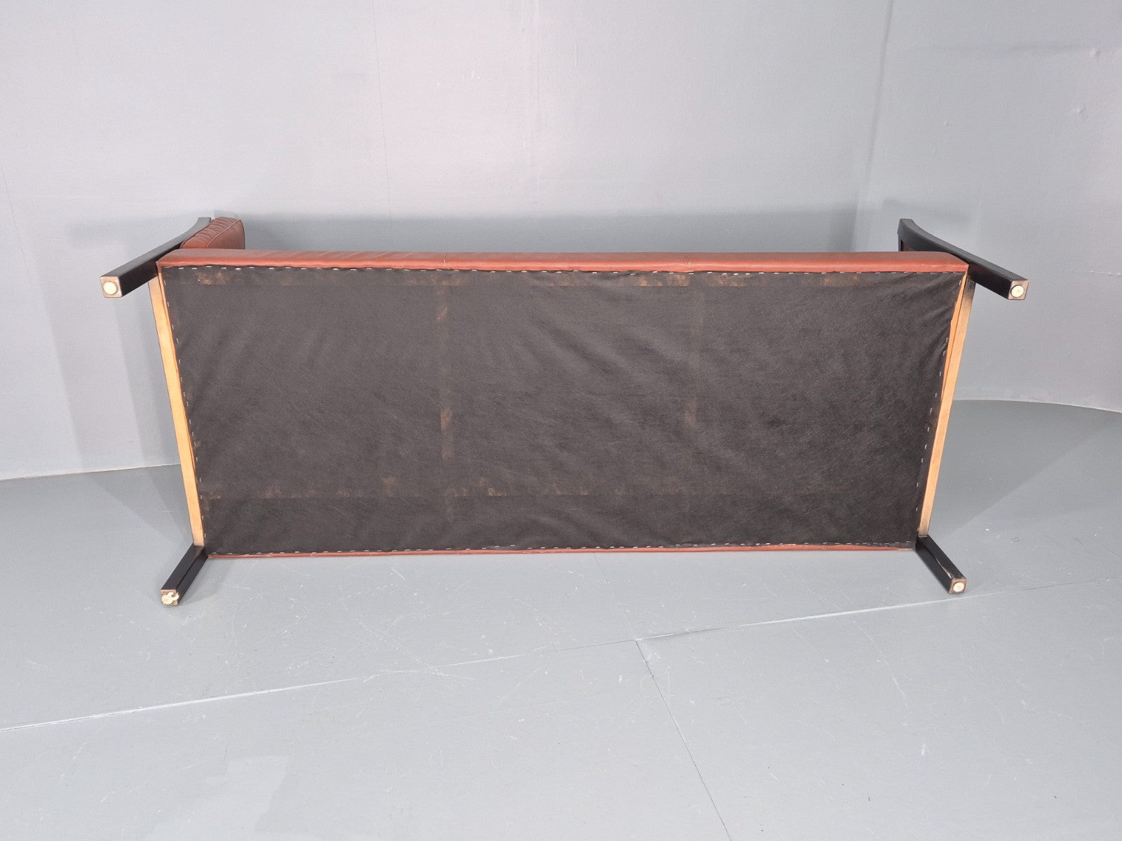 Vintage 3 Seat Sofa Reddy Brown Leather Stouby Denmark 1980s Retro EB10538 M3SS10