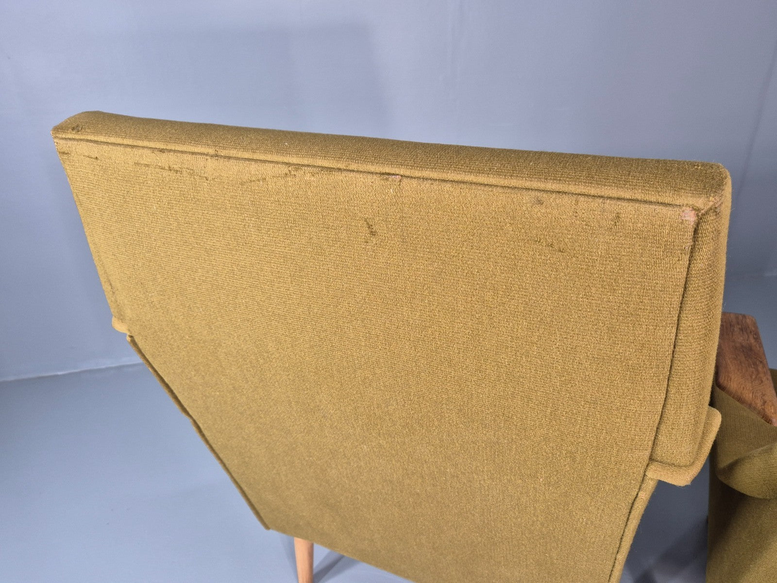 2 1970s Danish Lounge Chairs Green Wool Oak Details Retro Quality EB11408 MNOR12