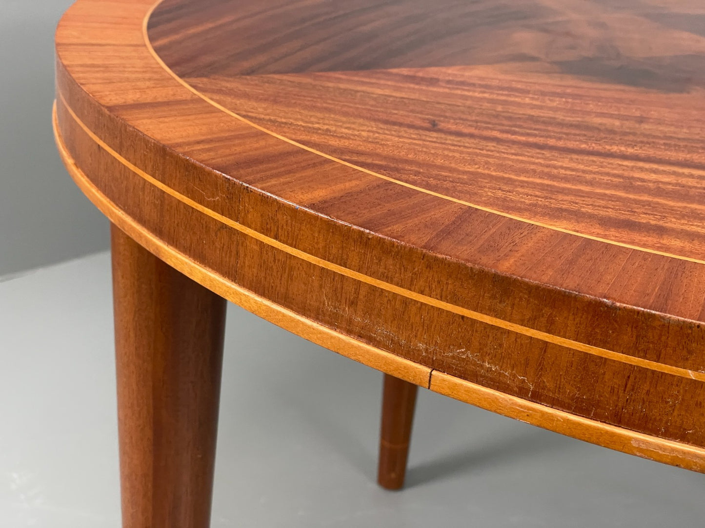 Vintage Art Deco Table Round Walnut Inlay 1950s Swedish EB11191 MWOO13