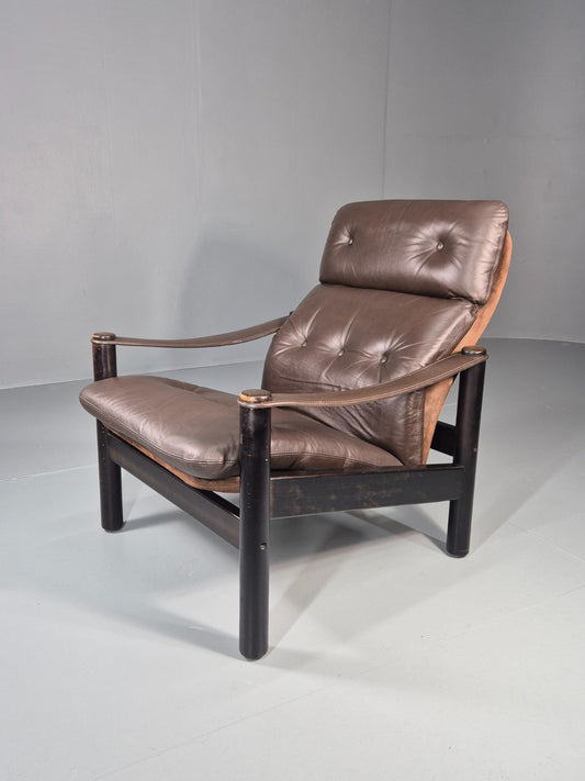 Vintage Leather Lounge Chair Gehl and Nissen Jeki Mid Century Retro EB11480 MNOR0