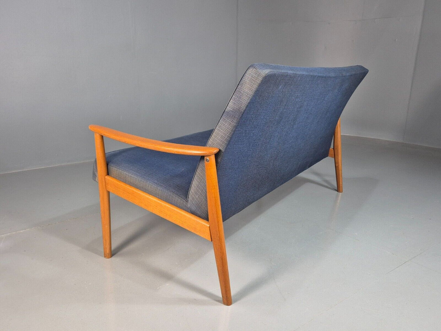 Vintage Swedish 2 Seat Sofa Blue Teak Frame 1960s Retro MCM EB7752 M3SS - UKDK FURNITURE