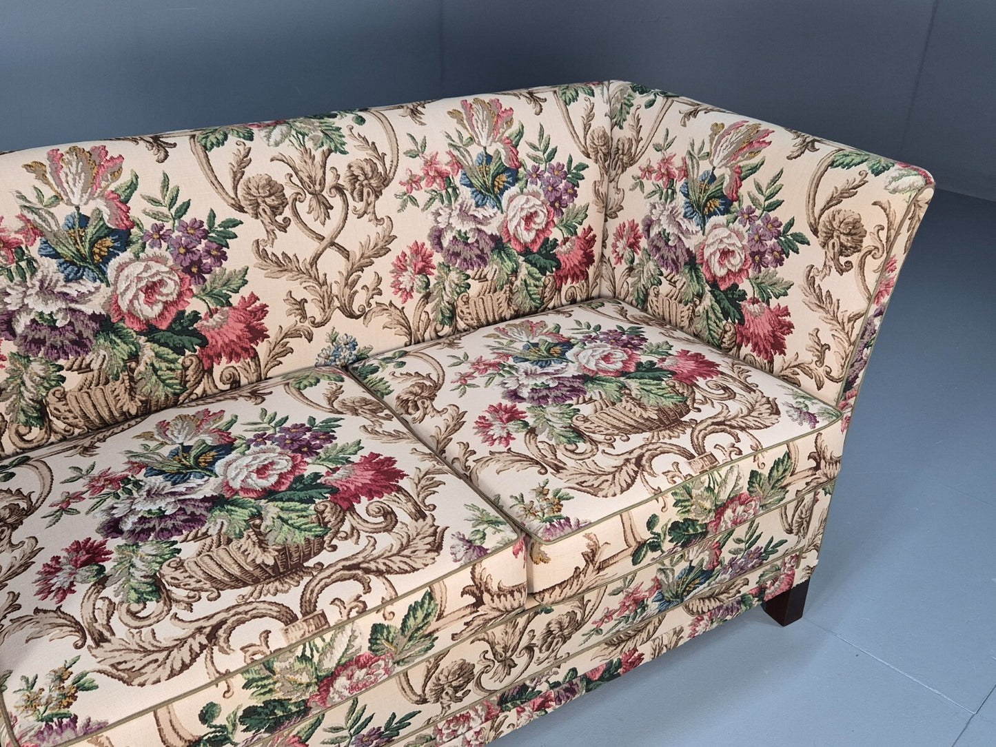 Vintage 1940s Danish 2 Seat Sofa Classical Floral Upholstery EB9659 V2SS - UKDK FURNITURE