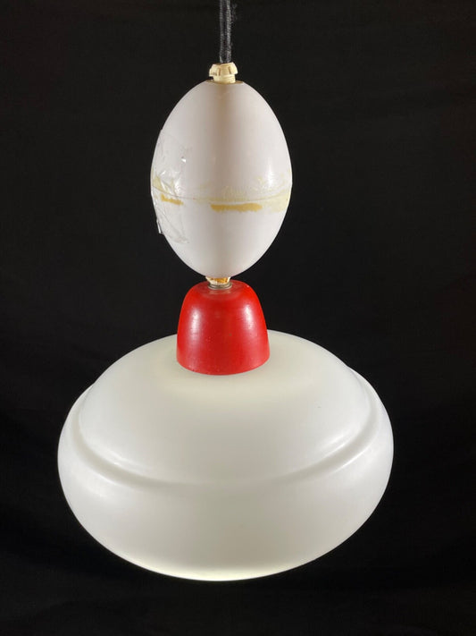 Danish Opaline Pendant Light Glass with Red and White Plastic Retro EB5096 LCLC1