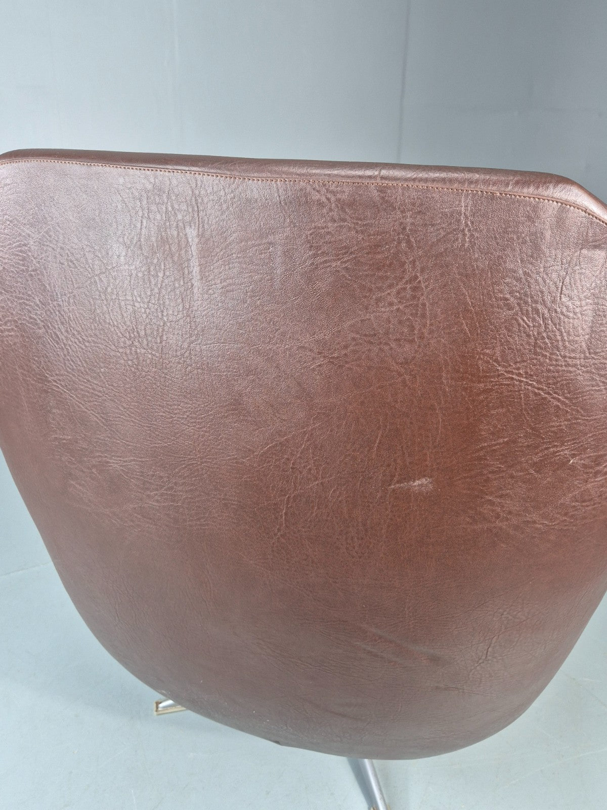 Retro Swivel Bucket Chair 1970s Denmark Brown Vinyl Mid Century EB11415 MSWI15