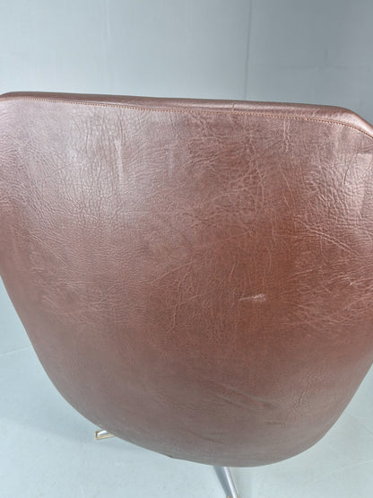 Retro Swivel Bucket Chair 1970s Denmark Brown Vinyl Mid Century EB11415 MSWI15