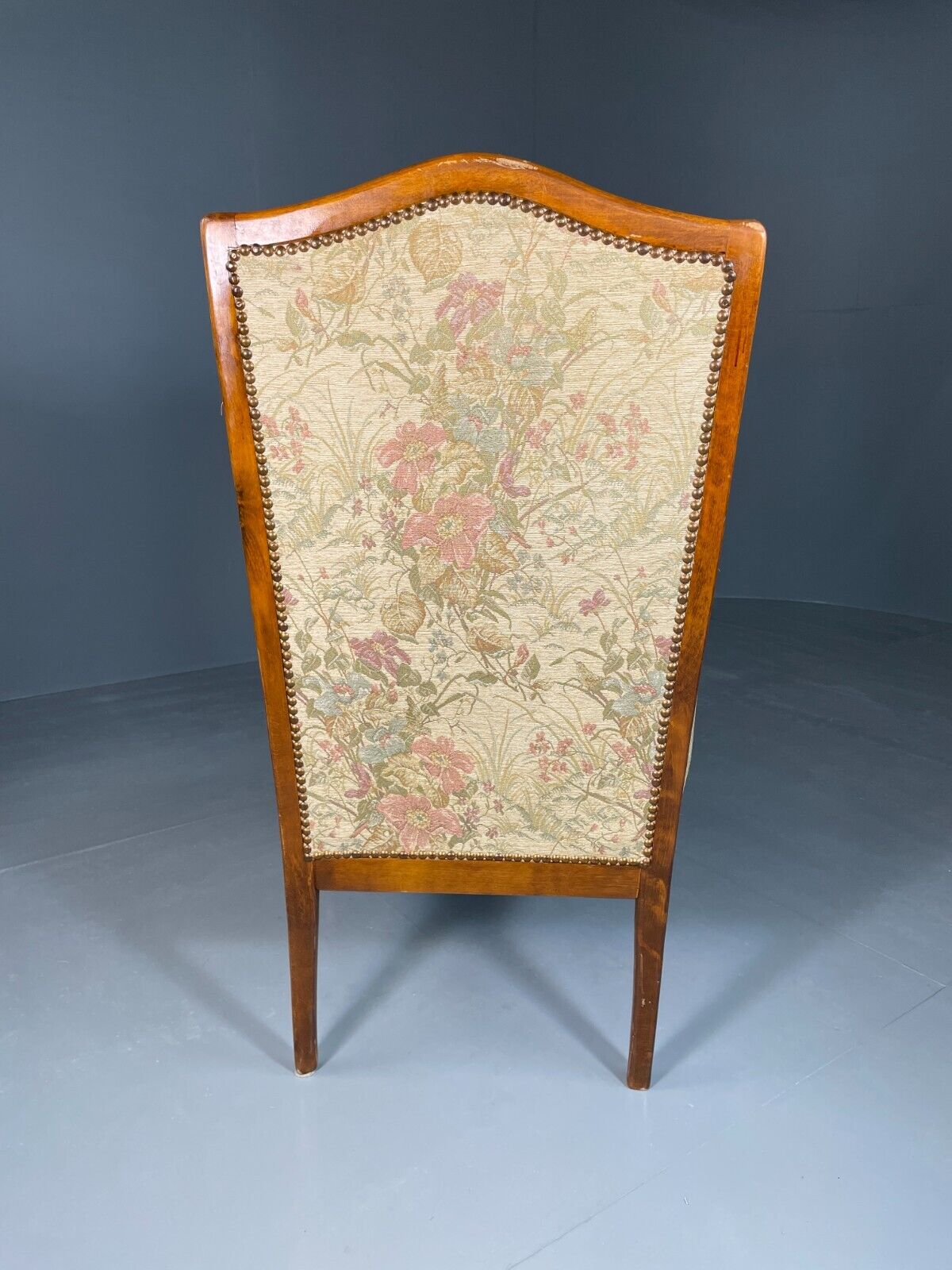 EB6426 Vintage Danish Wing Back Lounge Chair Haedwood Frame Floral Antique VCLO - UKDK FURNITURE