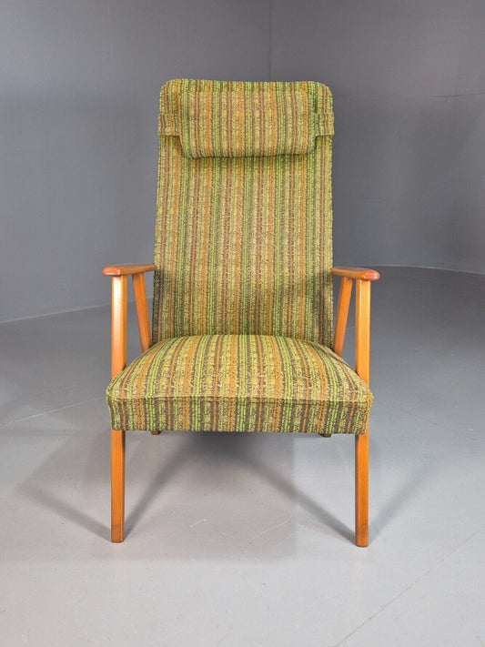 Vintage Swedish Lounge Chair Green Wool Teak Frame 1960s Retro MCM EB7895 MNOR - UKDK FURNITURE