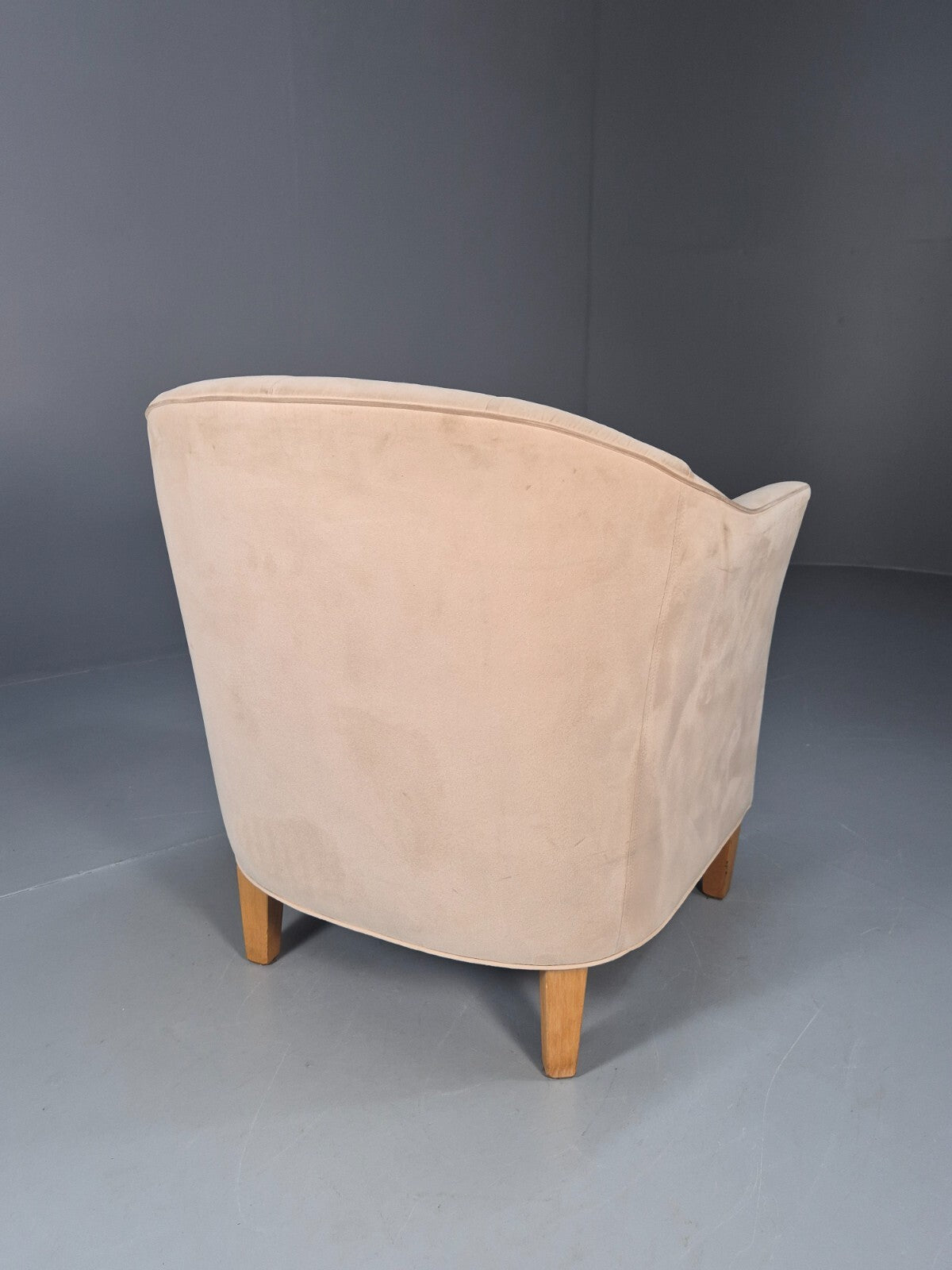 Mordern Danish Cream Faux Suede Tub Chair Beech Legs EB9308 MNOR - UKDK FURNITURE