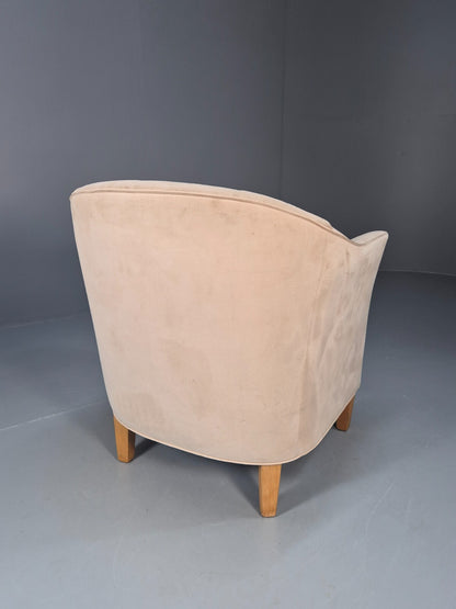Mordern Danish Cream Faux Suede Tub Chair Beech Legs EB9308 MNOR - UKDK FURNITURE