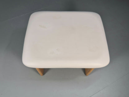 Vintage Stag Furniture Stool White Vinyl and Oak 1970s Retro EB9749 MFOO - UKDK FURNITURE
