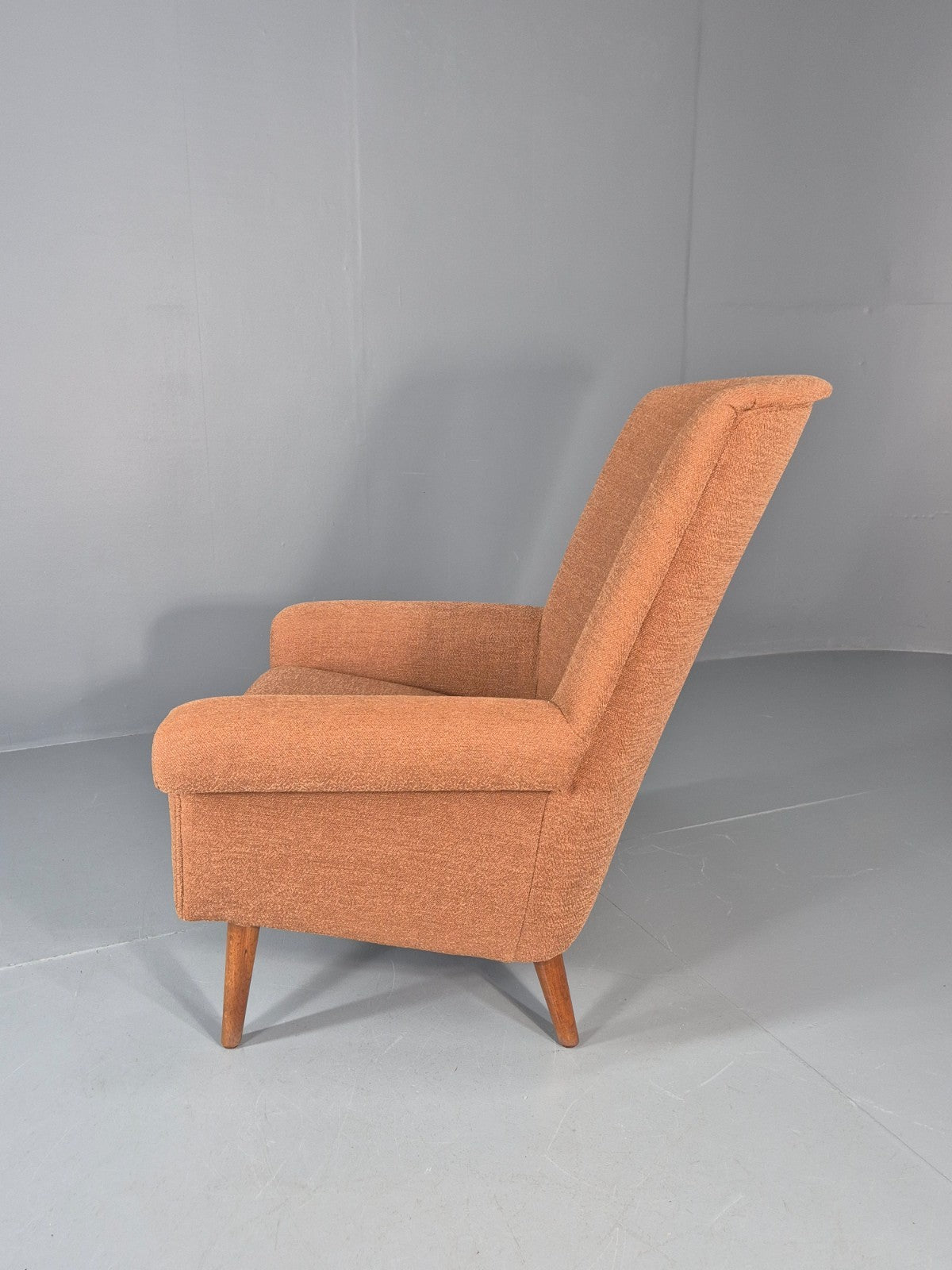 Mid Century Lounge Chair Danish 1960s New Upholstery Retro Teak Leg EB11020 MNOR14