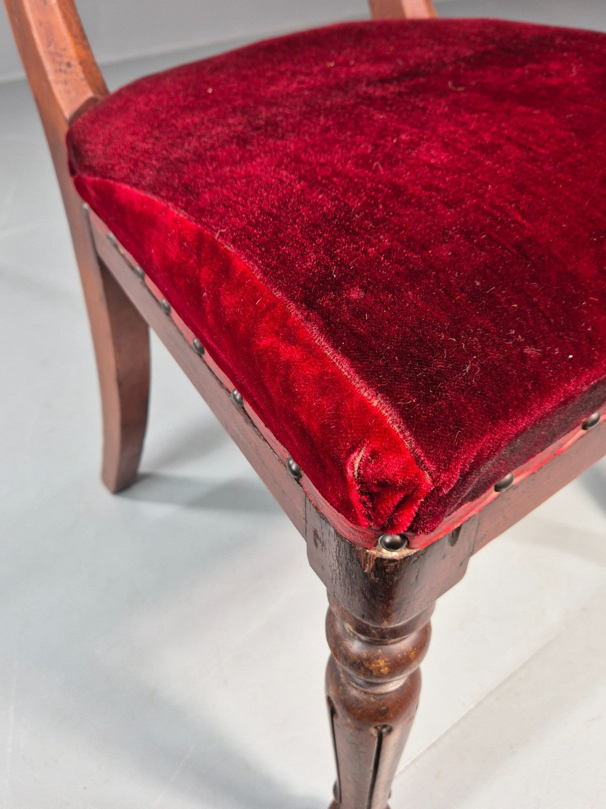 Antique William IV Mahogany Dining Chair Red Velvet Upholstery 1830 EB11224 VDIN16