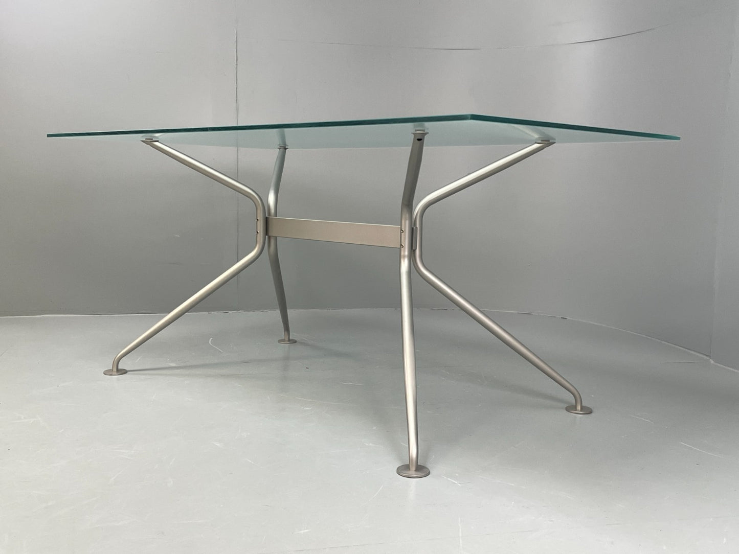 Italian Glass Dining Table Calligaris 'Play' Modern Steel Frame EB11542 MWOO10