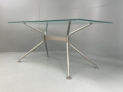 Italian Glass Dining Table Calligaris 'Play' Modern Steel Frame EB11542 MWOO10