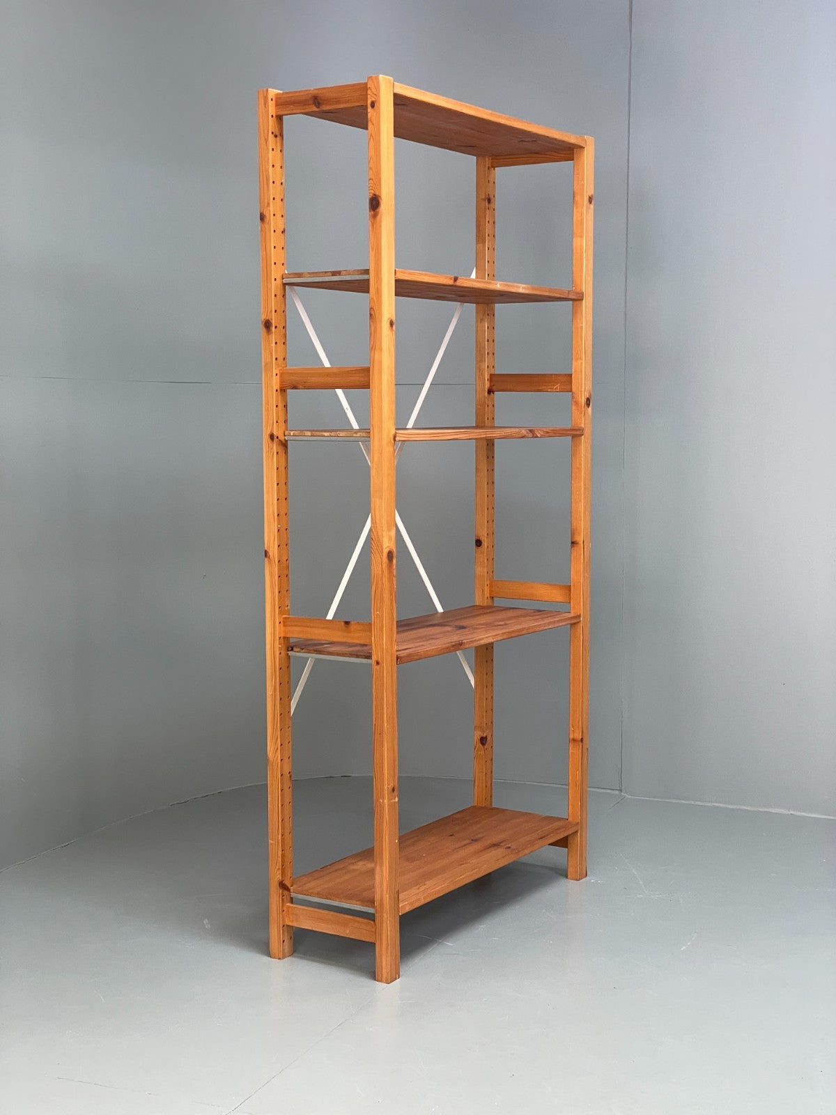 Pine Open Shelving Unit Adjustable Retro Scandi Solid EB11783 MWOO15