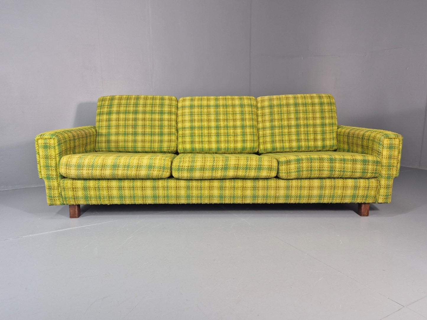 1970s Three Seater Sofa Vintage Danish Green Tones Wool Retro MCM  EB11350 M3SS4