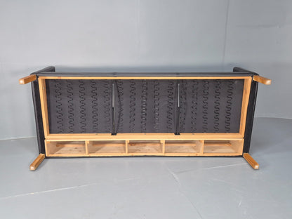 Vintage Danish Black Leather 3 Seat Sofa Retro MCM Style EB9062 M3SS - UKDK FURNITURE