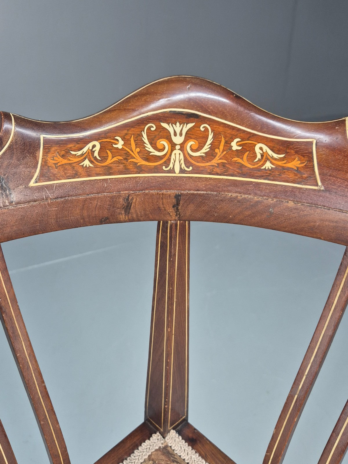 Edwardian Inlaid Corner Chair Mahogany Boxwood and Ivorine Antique EB10642 VDIN14